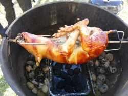 Gegrilltes Schwein im Weber Grill